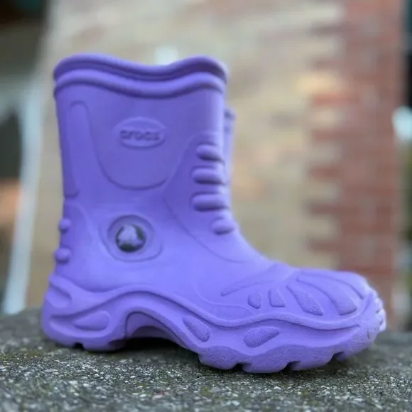 Crocs Handle It Boots Purple Slip on Unisex Kids M size 1 - W 3 - Picture 7 of 13